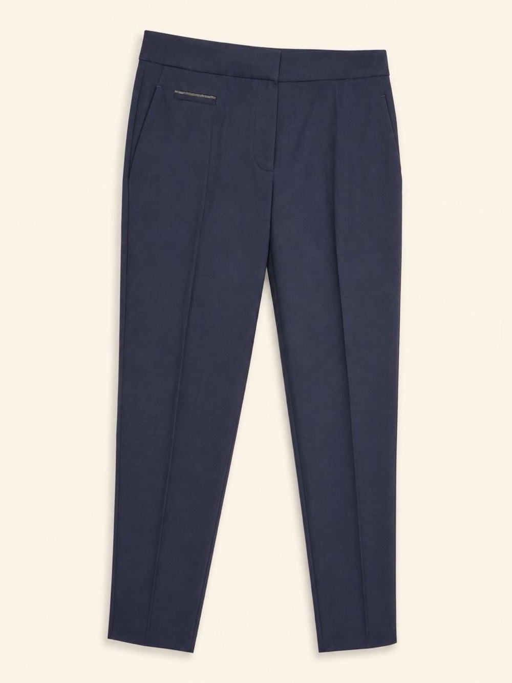BRUNELLO CUCINELLI Navy Monili Wool Blend Cigarette Trousers Size 10